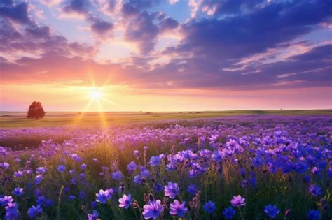 Premium Ai Image Phacelia S Purple Symphony A Stunning Sunrise Over