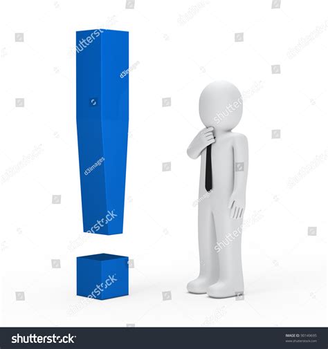 3d Business Man Blue Exclamation Mark Stock Illustration 90149695