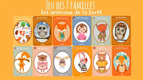 Jeu des 7 familles à imprimer les animaux de la forêt