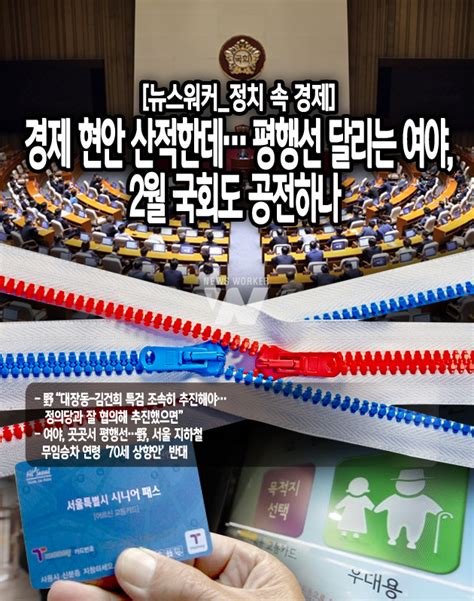 뉴스워커정치 속 경제 경제 현안 산적한데평행선 달리는 여야 2월 국회도 공전하나