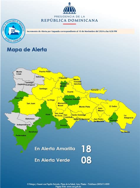 18 Provincias En Alerta Amarilla Y Ocho En Verde Por Incidencia De