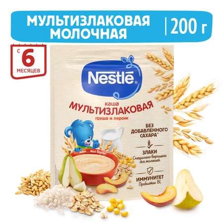 Каша молочная Nestle мультизлаковая груша-персик 200г с 6месяцев купить ...