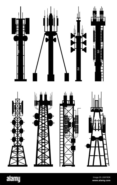 Transmission Cellular Tower Antenna Silhouette Stock Vector Image And Art