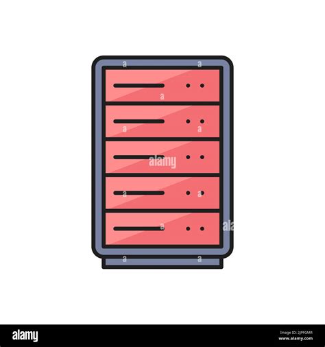 Data Center Outline Icon With Computer Servers Rack Cloud Storage