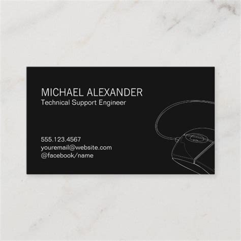 A Black And White Business Card With An Image Of A Computer Mouse On The Front