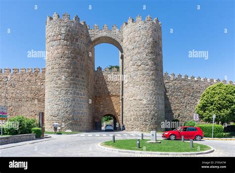 Medieval Puerta de San Vicente and city walls Calle de López Núñez