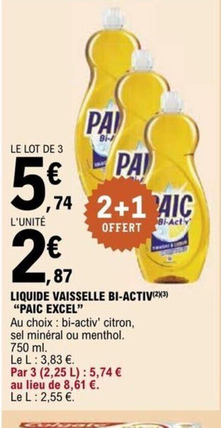 Promo Liquide Vaisselle Bi Activ Paic Excel Chez E Leclerc