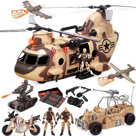 Buy JOYIN 11-in-1 Army Men Helicopter Toys, Toy Set with Realistic ...