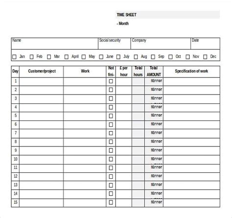 Free Timesheet Template Word - Printable Templates