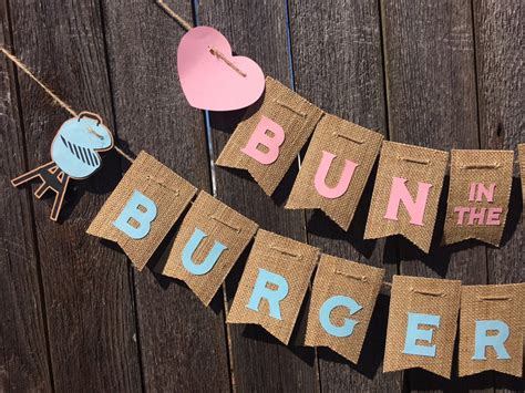 Bun In The Oven Burgers On The Grill Gender Reveal Burlap Banner Party