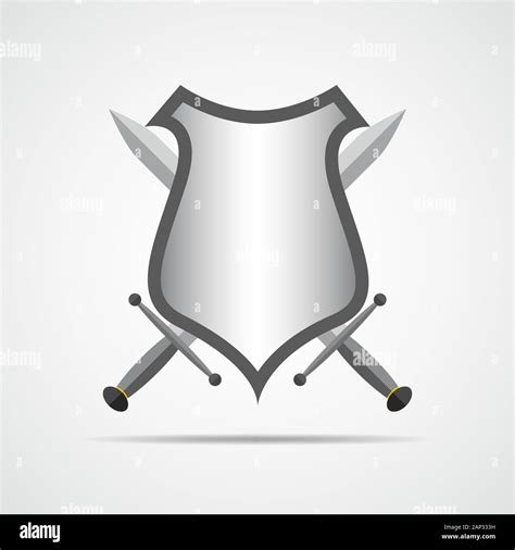 Shield And Swords In Flat Design Shield And Sword Icon Isolated Vector Illustration Stock