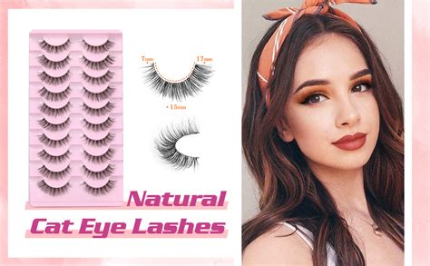 Cat Eye False Eyelashes Clear Band Mink Lashes Natural Look Wispy