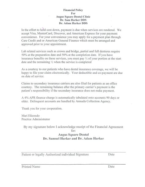 Dental Payment Plan Agreement Form Template 8