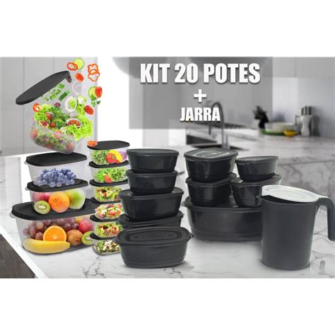 Kit 20 Potes Mais Jarra 1 800 ml Herméticos Freezer Shopee Brasil