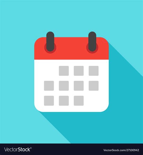 Calendar icon flat design isolated with long Vector Image