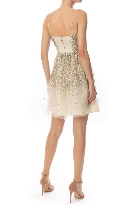 Dress Go Vestido Curto Paet Dourado Dg Aluguel De