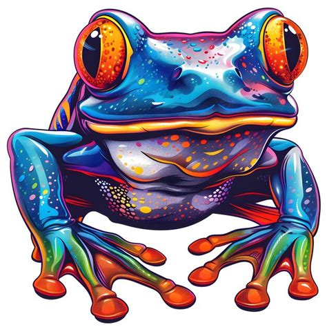 Premium Photo A Colorful Frog With Orange Eyes Is Sitting On A White