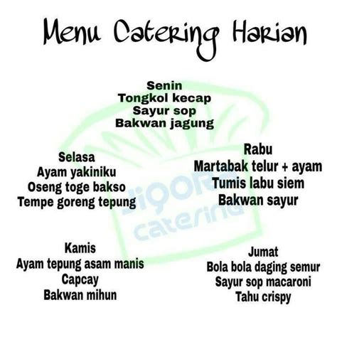 Contoh Menu Catering Harian 50 Koleksi Gambar