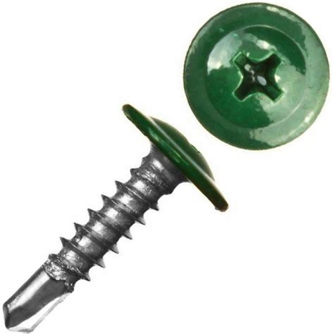 Крашеный саморез с пресс-шайбой со сверлом КВАДРА 4.2x19 RAL 6005, кoр ...