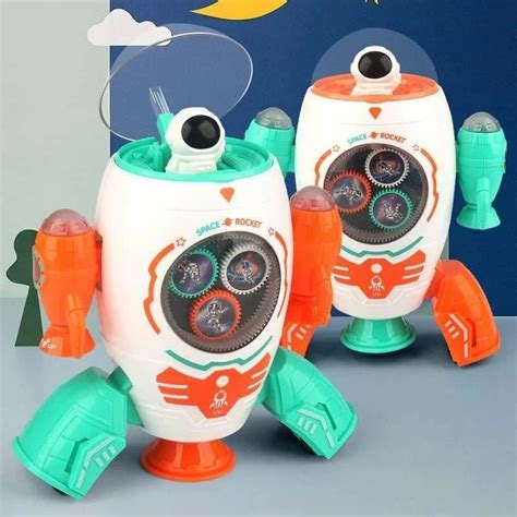 Space Rocket Robot Toy 360 Rotation Space Robot Dancing Toys with Light ...