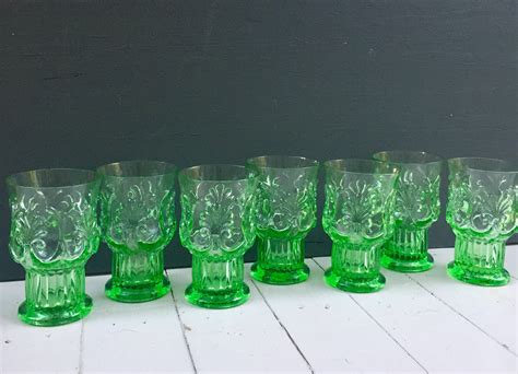 Vintage Drinking Glasses, Vintage Green Drinking Glasses, Pedestal ...