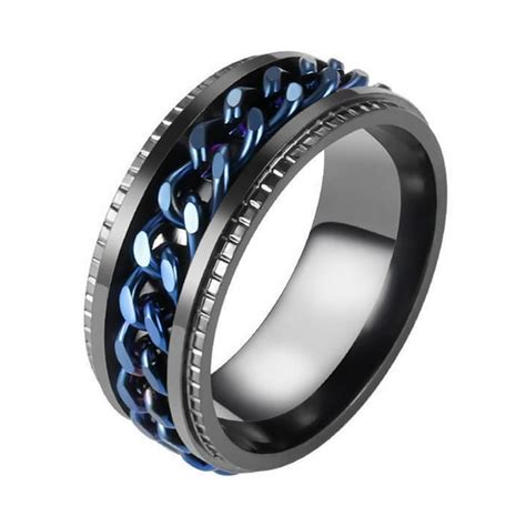 Blue11rotatable Beers Bottle Opener Ring With Inner Rotating Chain