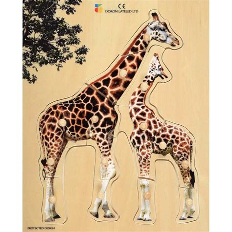 Giraffe Wooden Knobs Puzzle Montessori Independent Living