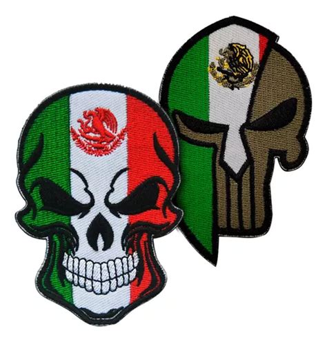 Parche Táctico Militar Bordado Calavera Bandera México Velcr Cuotas