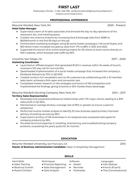 5 Hotel Manager Resume Examples For 2024 Resume Worded