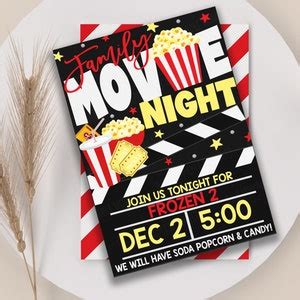 Family Movie Night Invitation Flyer, Movie Party, Birthday Party ...