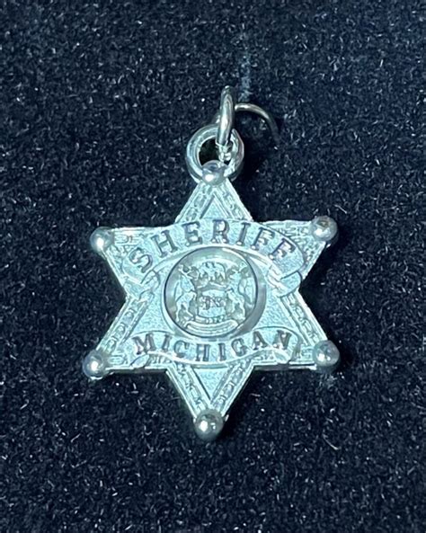 3 4 Inch Sheriff Michigan Logo Charm With Loop For Necklace Chain