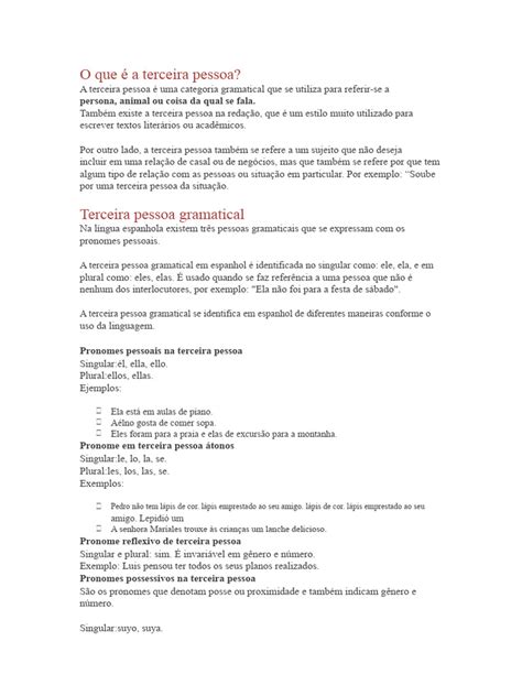 O Que É Terceira Pessoa - O que é a terceira pessoa? | PDF | Pronome | Plural