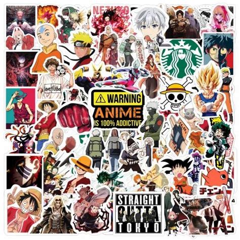 Pack Of 53 Anime Vinyl Stickers For Laptop, Journals, Mobile Covers ...