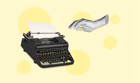 Premium Photo Creative Arm Typing On Retro Typewriter