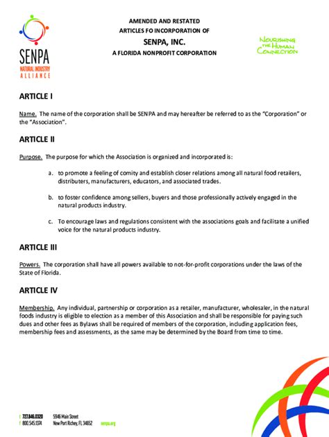 Fillable Online Amended And Restated Articles Of Incorporation Of