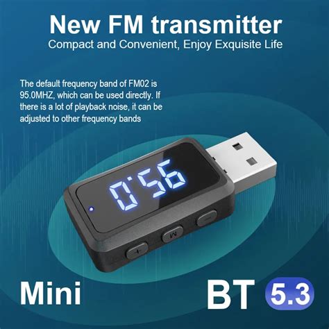 Kebidumei Bluetooth Adapter Transmitter 5 3 USB Dongle FM02 Black