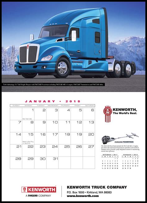 Blog 2018 Kenworth Trucks Calendars Now Available