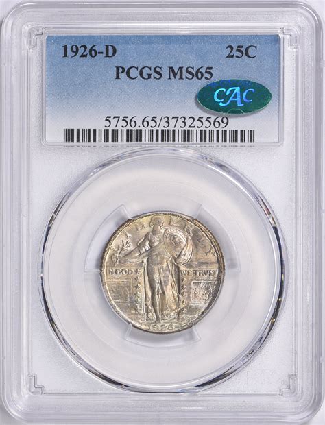 D Standing Liberty Quarter Pcgs Ms Cac Green Toned Item