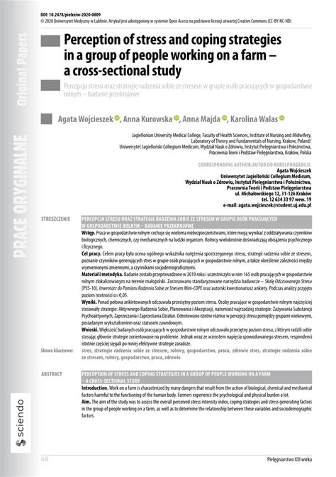 Pdf Perception Of Stress And Coping Strategies In A Group Of People