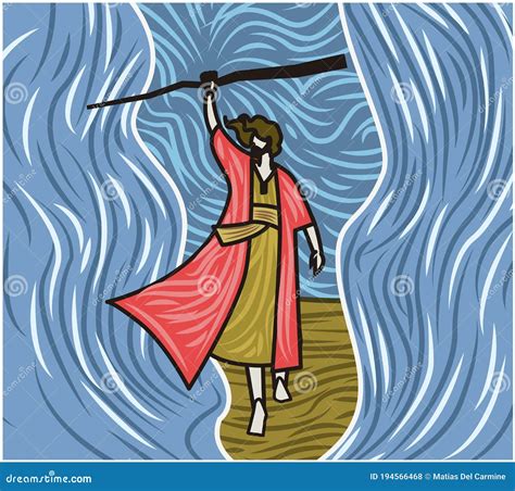 Moses and the Red Sea Miracle Stock Vector - Illustration of biblical ...