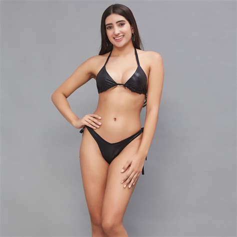 Buy Secrets By Zerokaata Women Metallic Halter Beach Wear Swim Bikini Set Online