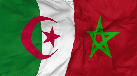 Morocco And Algeria Flags Together Seamless Looping Background Looped