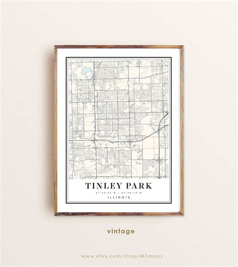 Tinley Park Illinois Map Tinley Park IL Map Tinley Park City - Etsy