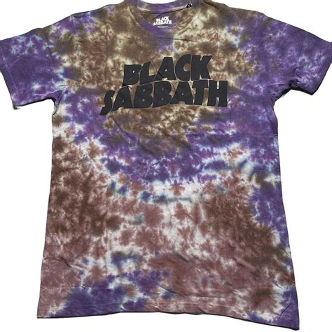 Black Sabbath Wavy Logo Purple And Brown Dye Wash T Shirt