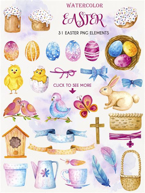 Watercolor Easter Clipart 207825 Illustrations Design Bundles