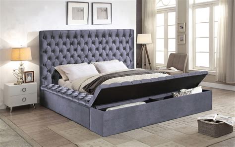 Bliss Velvet Upholstered Bed Transitional Platform Beds By