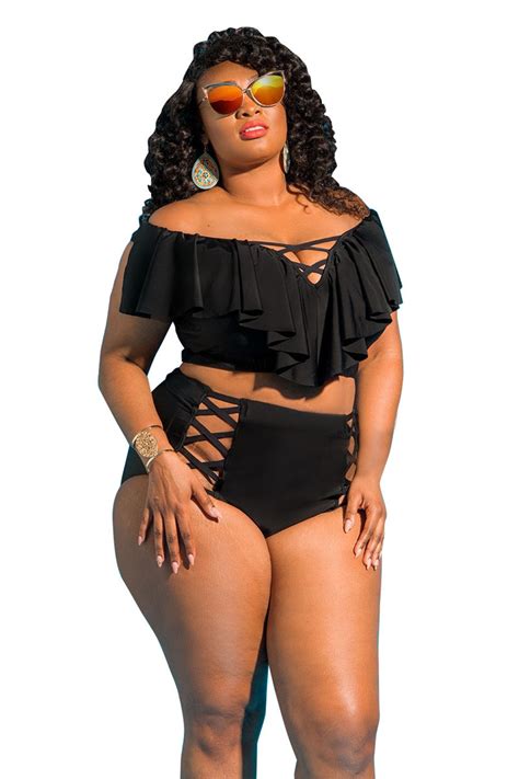 Sexy Women Plus Size Swimwear Bikini Set High Waist Bathing Suit