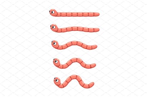 Animated cartoon worm, earthworm – MasterBundles