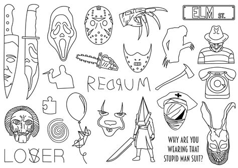 Stencils Horror Tattoo Designs Ready To Use Easy To Apply Creepy