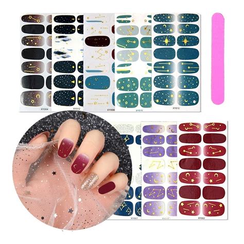 Sheets Full Wraps Self Adhesive Starry Sky Nail Polish Stickers With